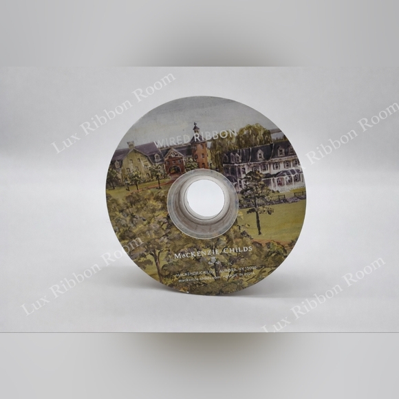 MACKENZIE-CHILDS Blue White Check Wired Ribbon 1 Inch Three (3) YARDS - Picture 3 of 4